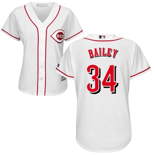 Reds #34 Homer Bailey White Home Women's Stitched MLB Jersey